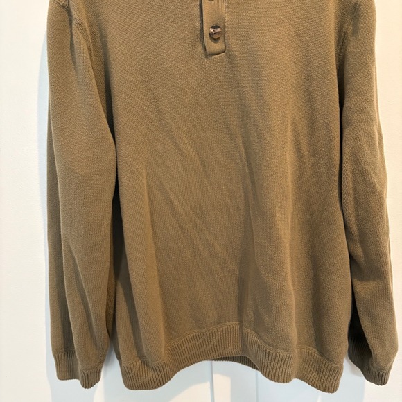 Eddie Bauer Cotton Knit Henley Sweater Men XL Olive Green Rib Collar Outdoor Y2K - Picture 4 of 12
